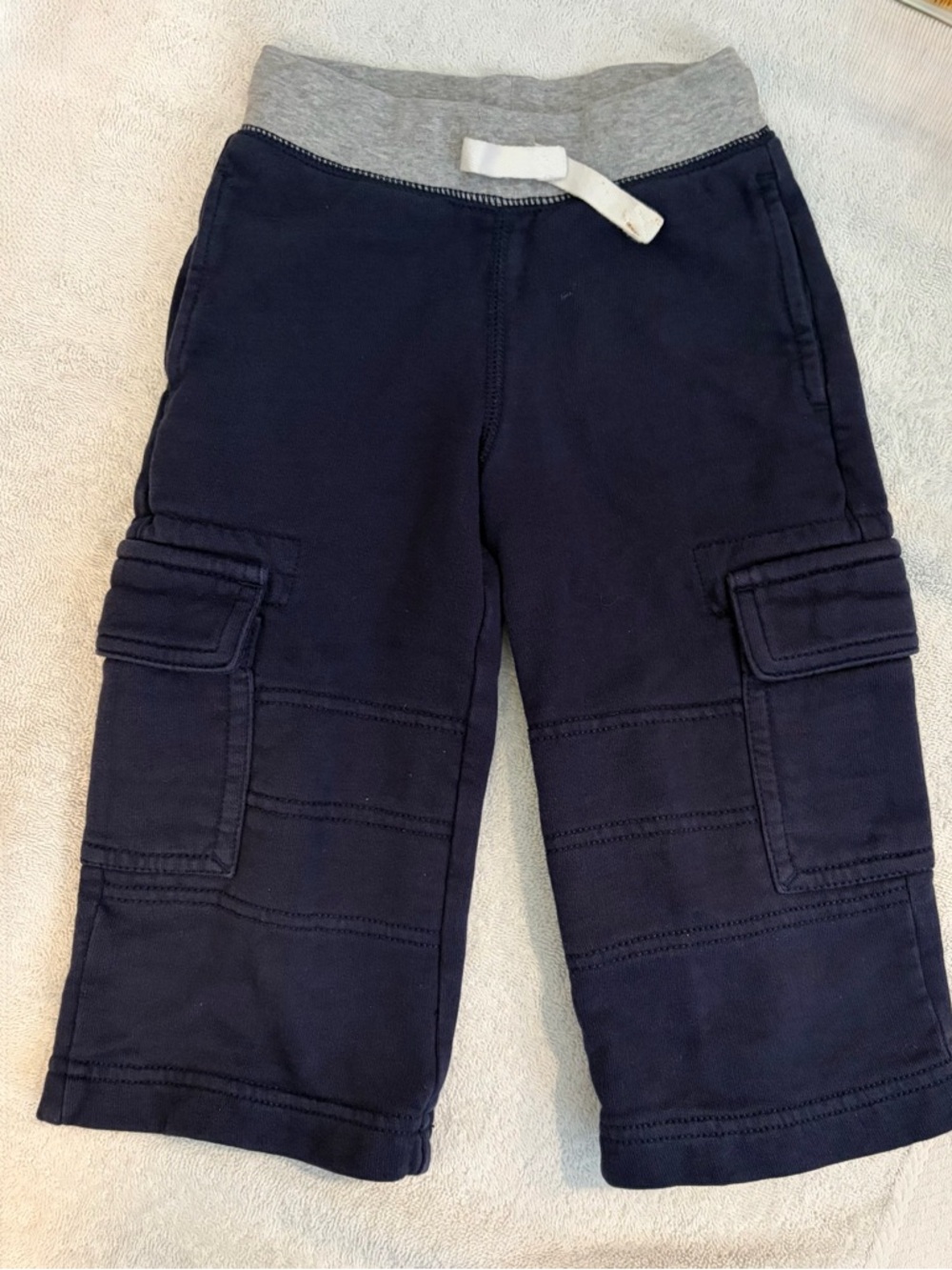 Hanna Andersson Navy Cargo Jogger Pants with Gray Waistband
